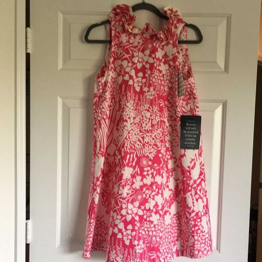 NWT Tuckernuck pink wildflower Blythe ruffle neck dress S - Picture 3 of 12